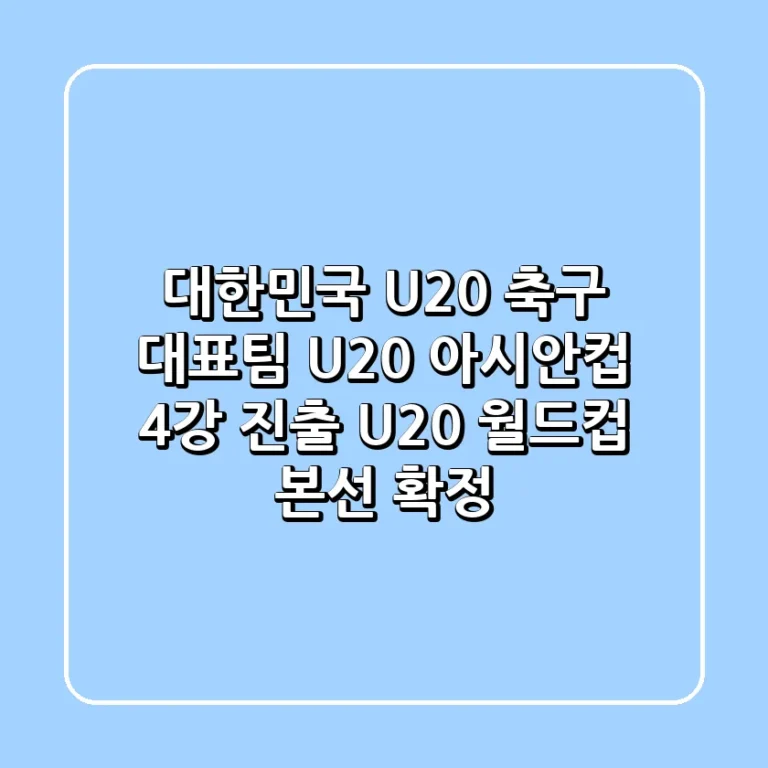 대한민국 U20 축구 대표팀 U20 아시안컵 4강 진출 U20 월드컵 본선 확정