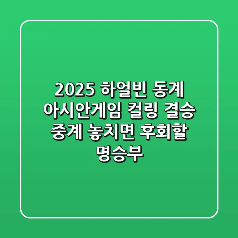 2025 하얼빈 동계 아시안게임 컬링 결승 중계: 놓치면 후회할 명승부!
