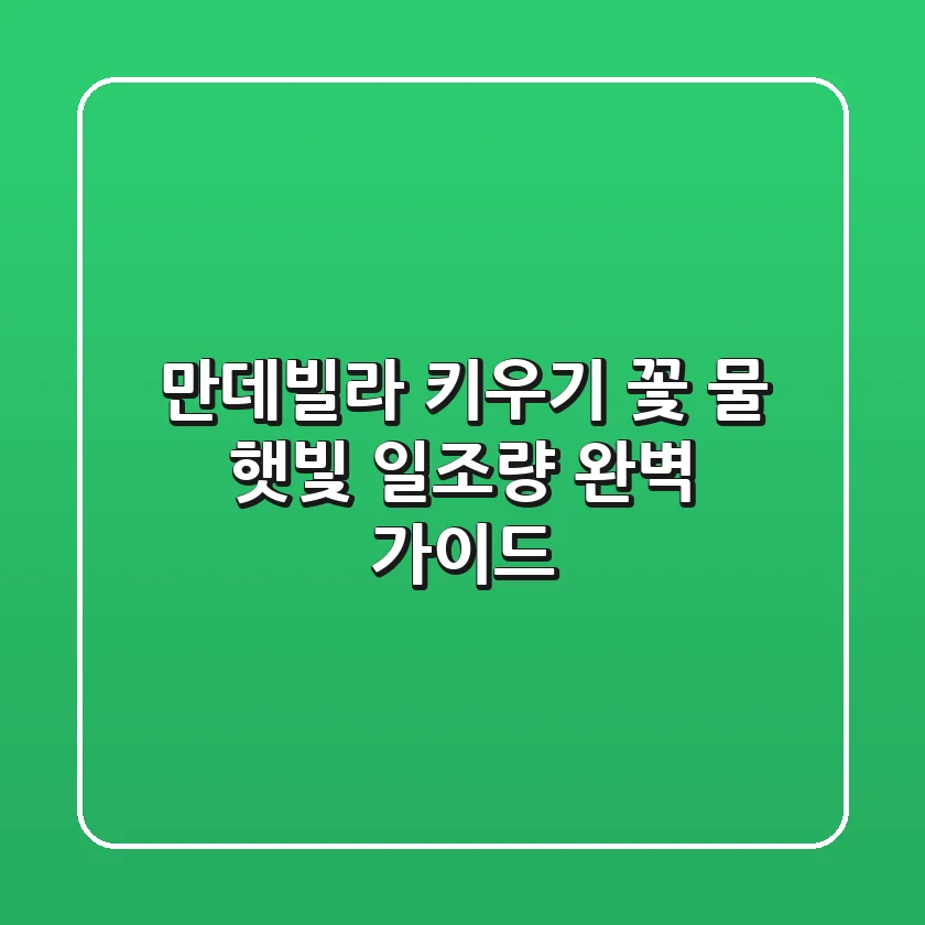 만데빌라 키우기: 꽃, 물, 햇빛, 일조량 완벽 가이드