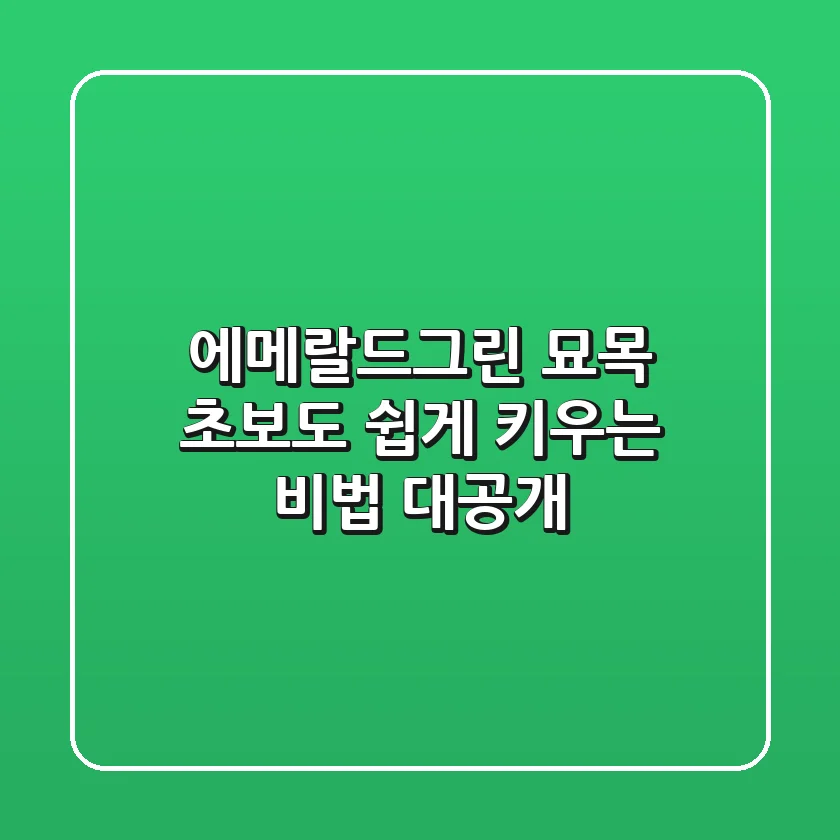 에메랄드그린 묘목, 초보도 쉽게 키우는 비법 대공개!