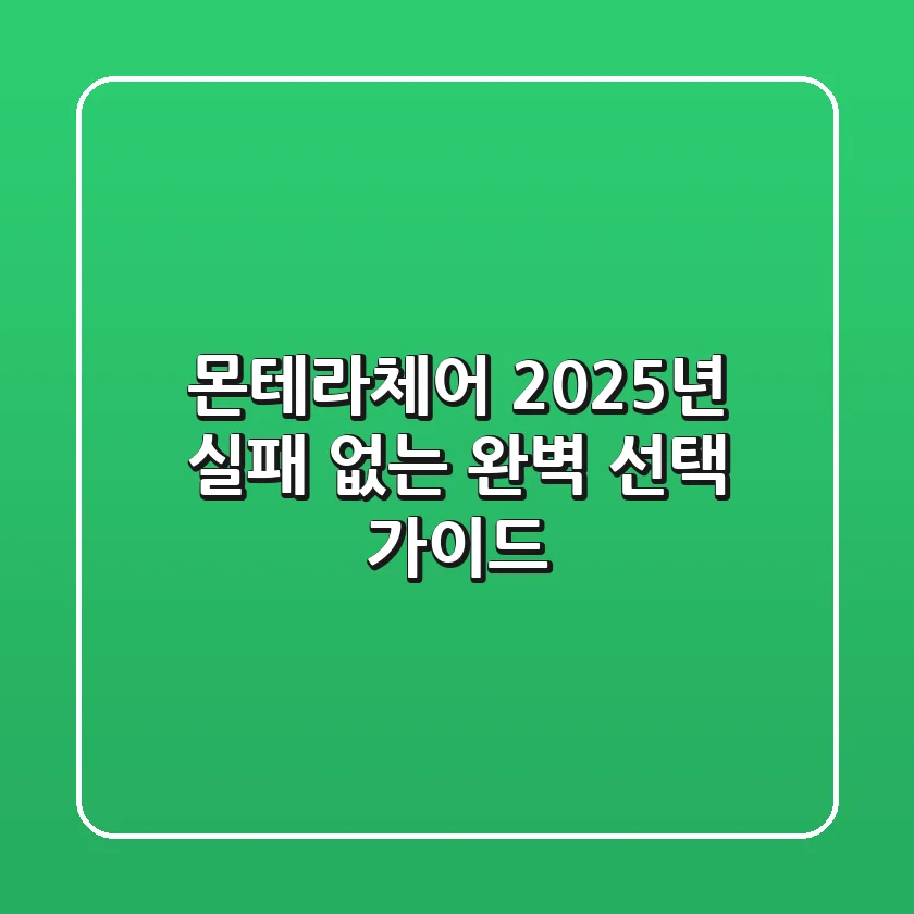 몬테라체어, 2025년 실패 없는 완벽 선택 가이드