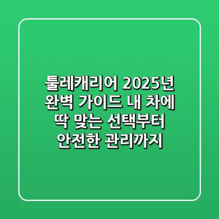 툴레캐리어, 2025년 완벽 가이드: 내 차에 딱 맞는 선택부터 안전한 관리까지