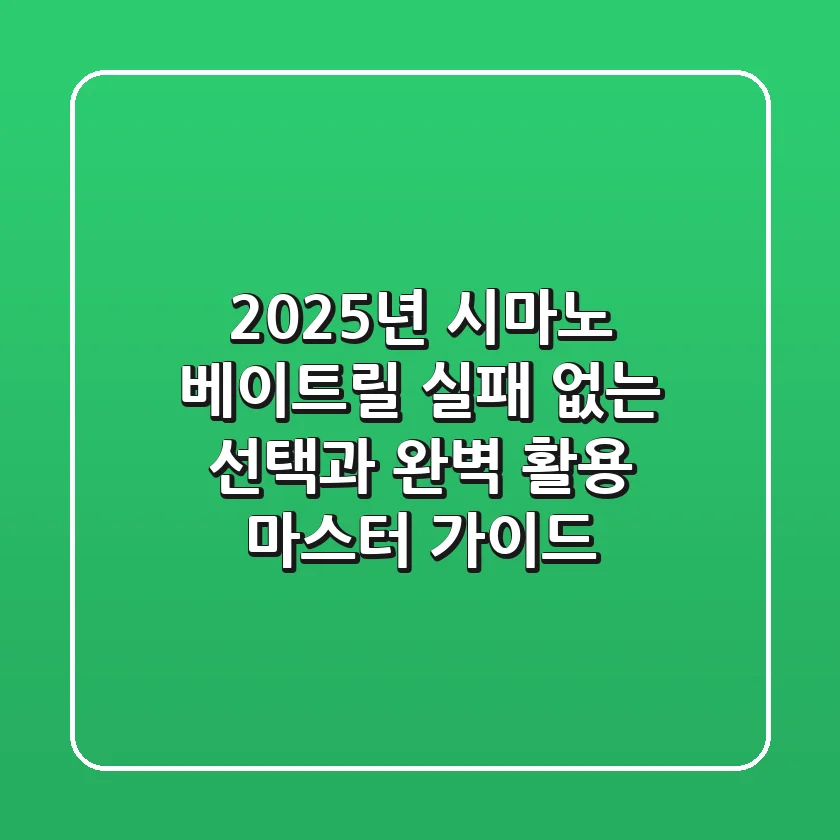 2025년 시마노 베이트릴, 실패 없는 선택과 완벽 활용 마스터 가이드