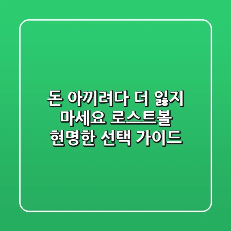 돈 아끼려다 더 잃지 마세요! 로스트볼 현명한 선택 가이드