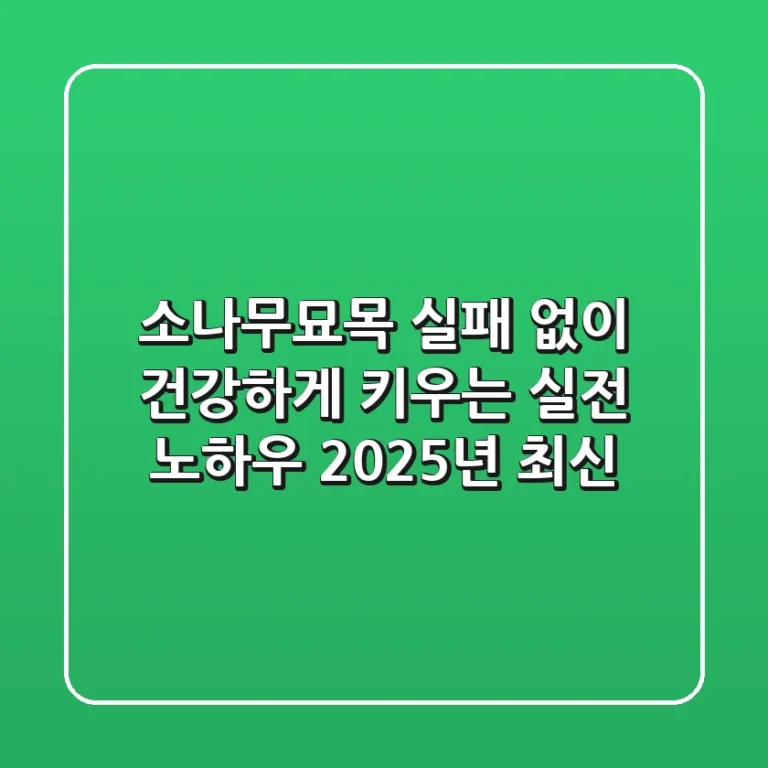 소나무묘목, 실패 없이 건강하게 키우는 실전 노하우 (2025년 최신)