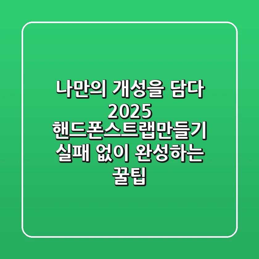 나만의 개성을 담다: 2025 핸드폰스트랩만들기, 실패 없이 완성하는 꿀팁!
