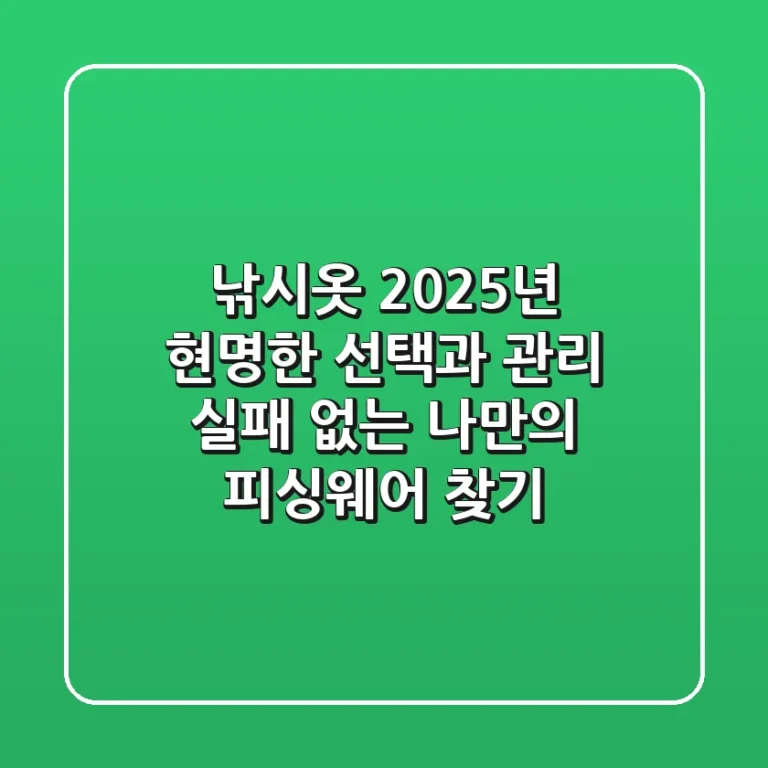 낚시옷, 2025년 현명한 선택과 관리: 실패 없는 나만의 피싱웨어 찾기