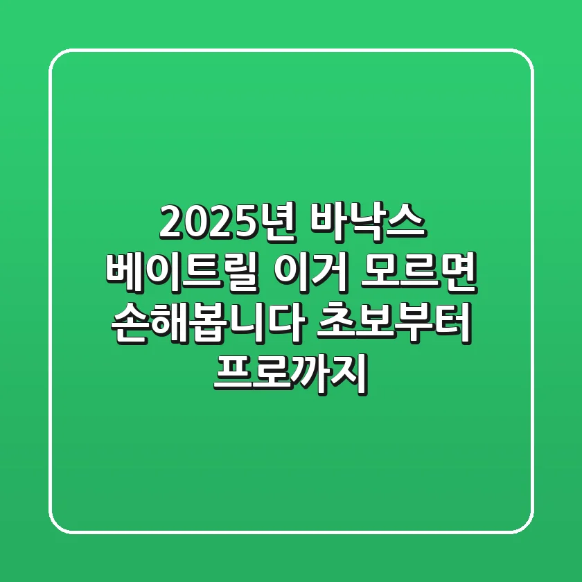 2025년 바낙스 베이트릴, 이거 모르면 손해봅니다! (초보부터 프로까지)