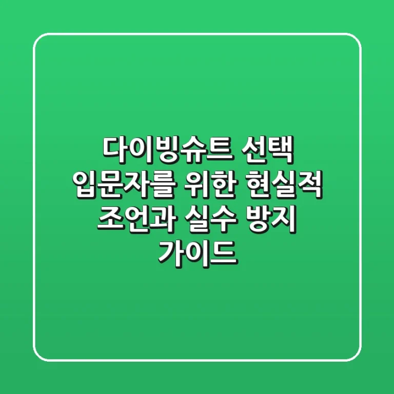 다이빙슈트 선택, 입문자를 위한 현실적 조언과 실수 방지 가이드
