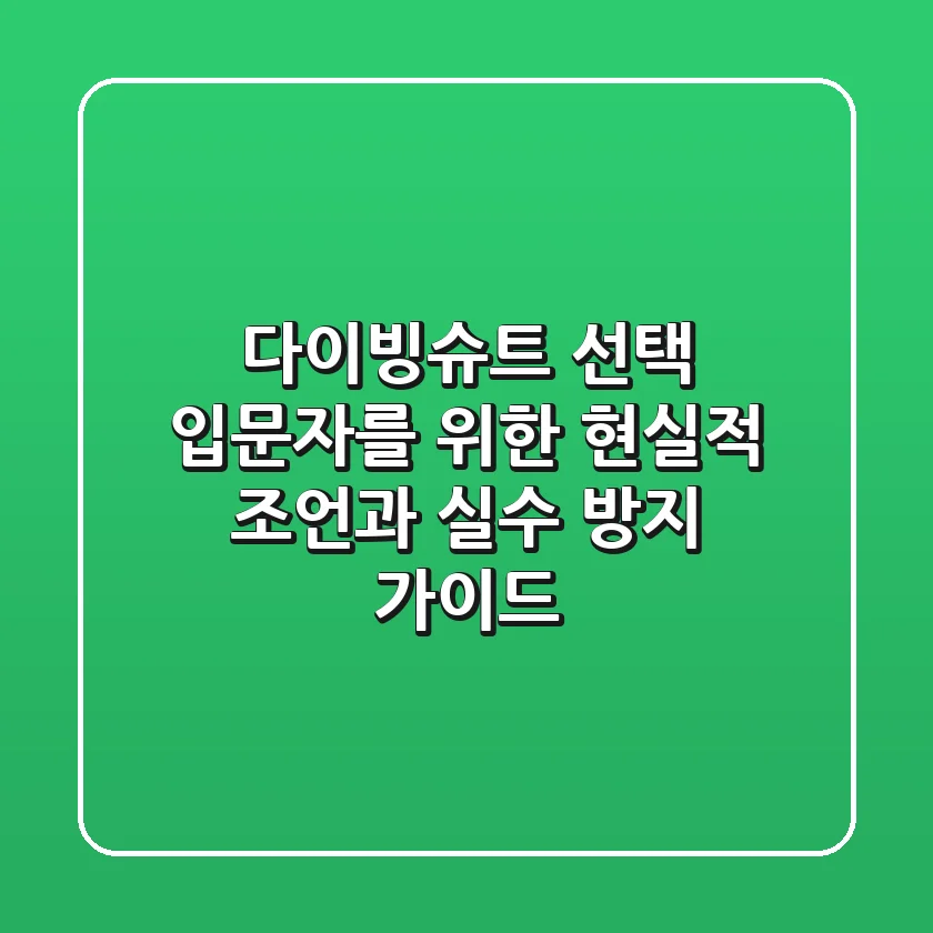 다이빙슈트 선택, 입문자를 위한 현실적 조언과 실수 방지 가이드