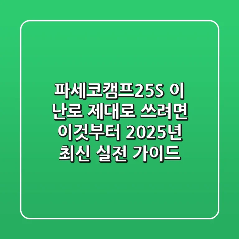 파세코캠프25S, 이 난로 제대로 쓰려면 이것부터! 2025년 최신 실전 가이드