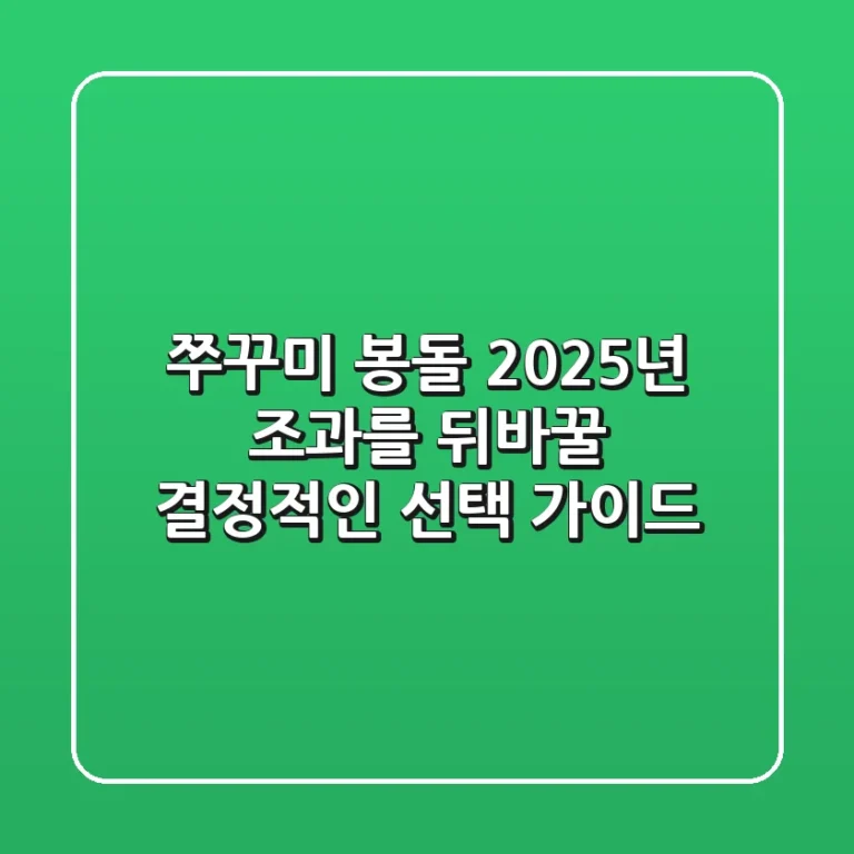 쭈꾸미 봉돌, 2025년 조과를 뒤바꿀 결정적인 선택 가이드