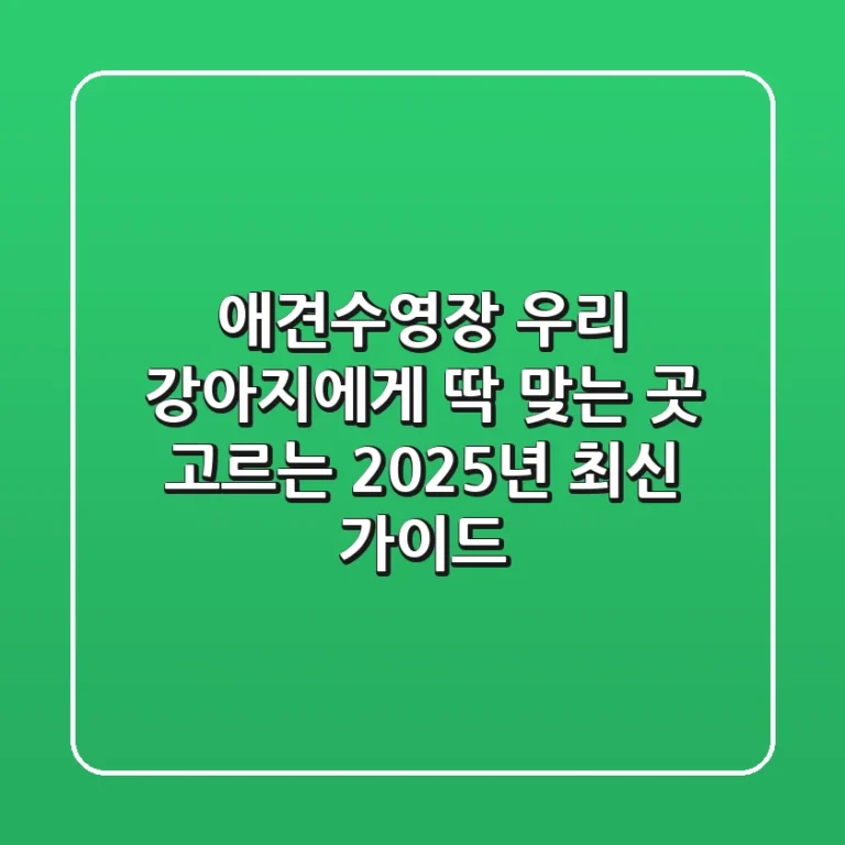 애견수영장, 우리 강아지에게 딱 맞는 곳 고르는 2025년 최신 가이드!