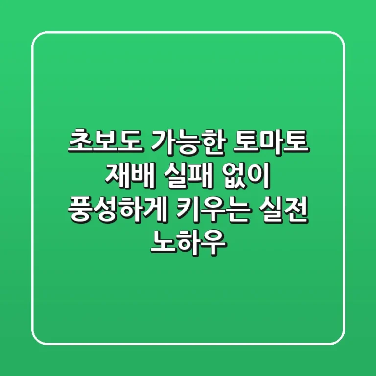 초보도 가능한 토마토 재배, 실패 없이 풍성하게 키우는 실전 노하우