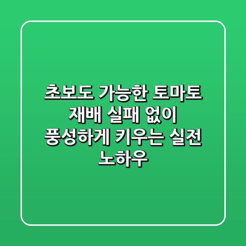 초보도 가능한 토마토 재배, 실패 없이 풍성하게 키우는 실전 노하우