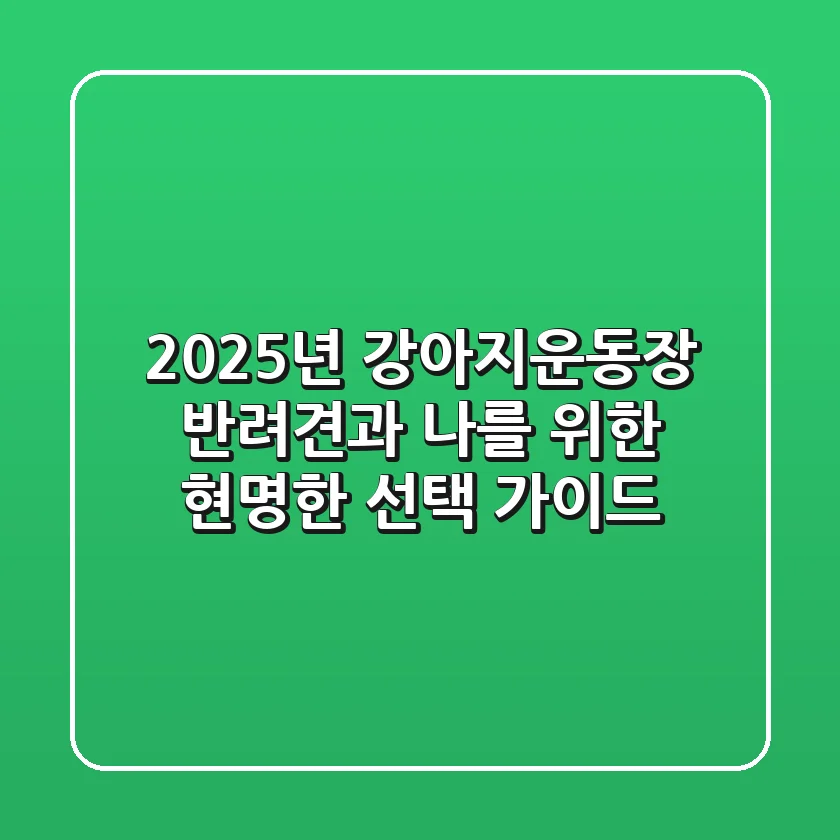 2025년 강아지운동장, 반려견과 나를 위한 현명한 선택 가이드