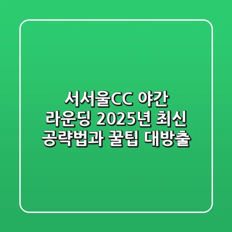 서서울CC 야간 라운딩: 2025년 최신 공략법과 꿀팁 대방출