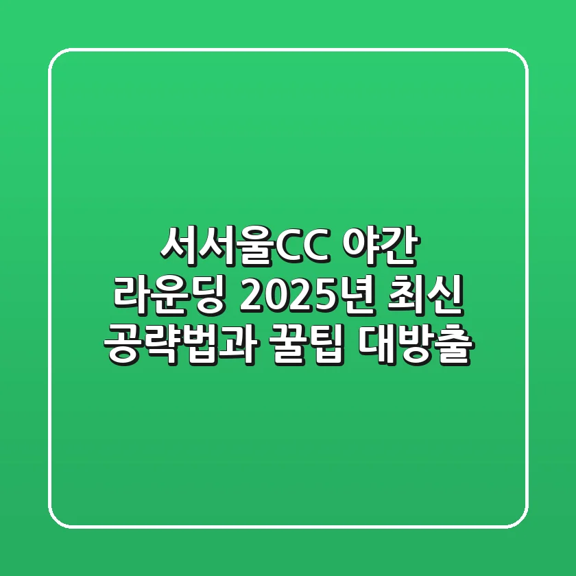 서서울CC 야간 라운딩: 2025년 최신 공략법과 꿀팁 대방출