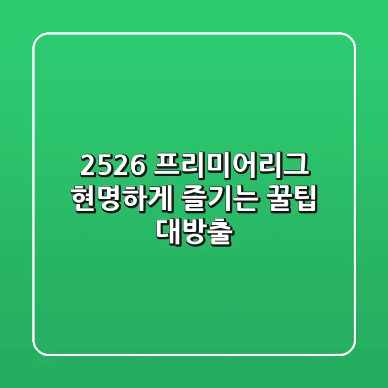 25-26 프리미어리그, 현명하게 즐기는 꿀팁 대방출!