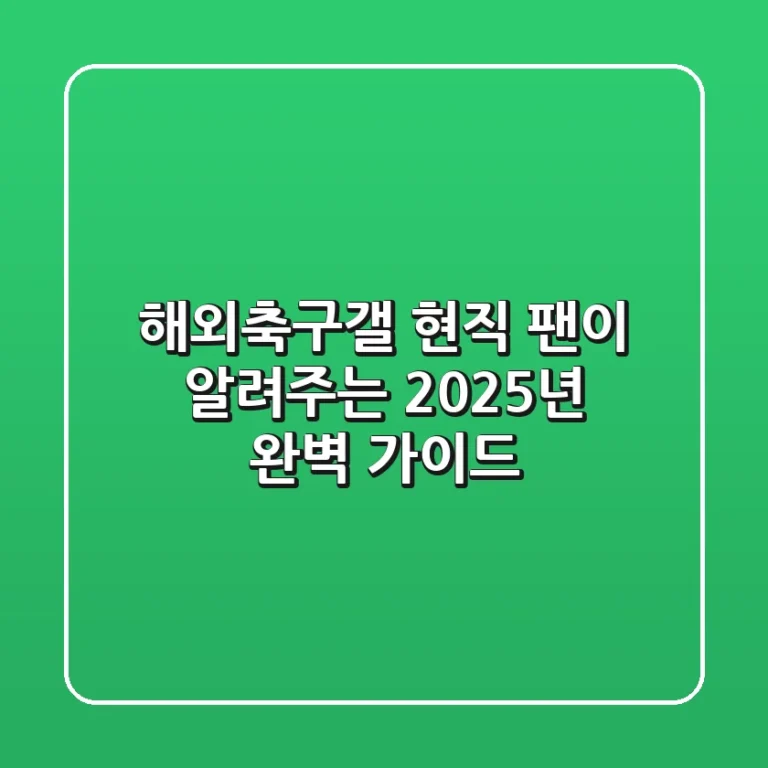 해외축구갤? 현직 팬이 알려주는 2025년 완벽 가이드