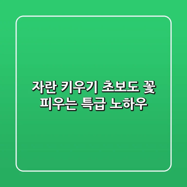 자란(紫蘭) 키우기, 초보도 꽃 피우는 특급 노하우