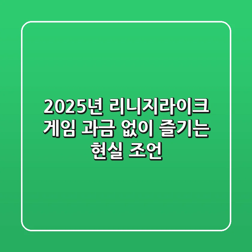 2025년 리니지라이크 게임, 과금 없이 즐기는 현실 조언