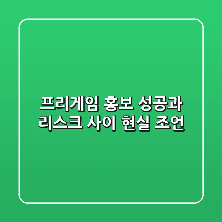 프리게임 홍보, 성공과 리스크 사이 현실 조언