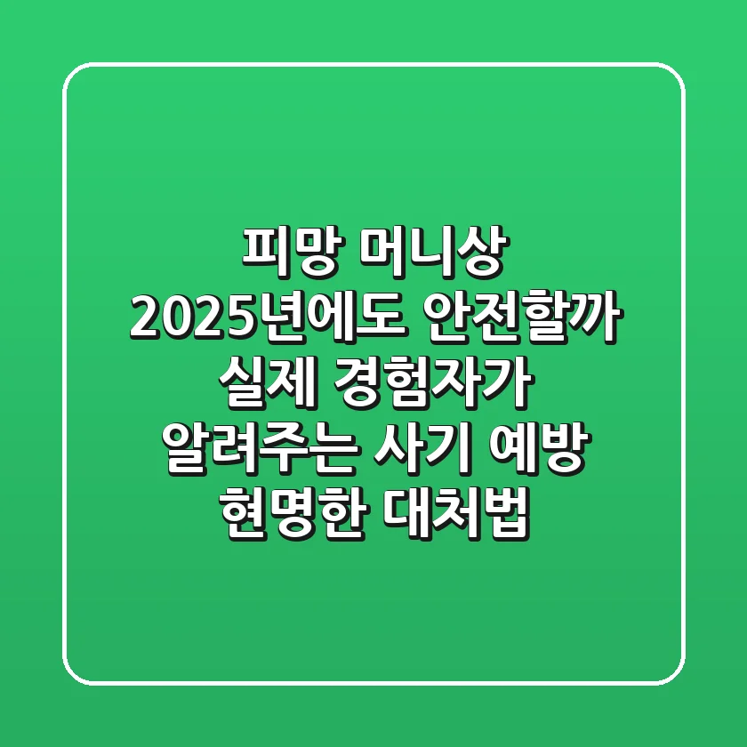 피망 머니상, 2025년에도 안전할까? 실제 경험자가 알려주는 사기 예방 & 현명한 대처법