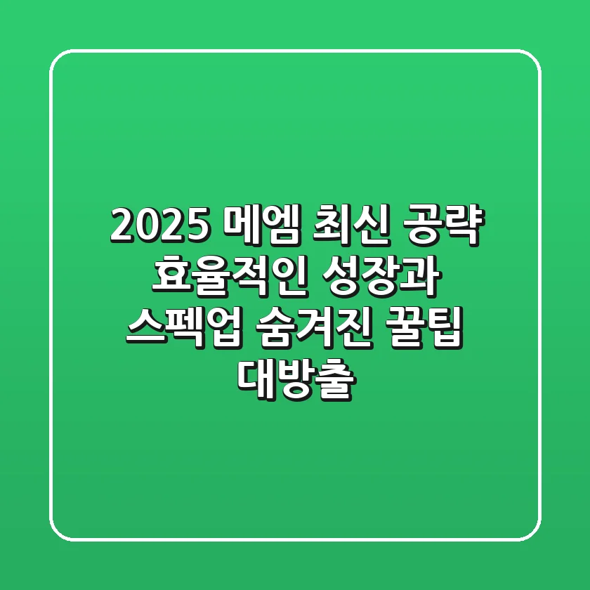 2025 메엠 최신 공략: 효율적인 성장과 스펙업, 숨겨진 꿀팁 대방출!