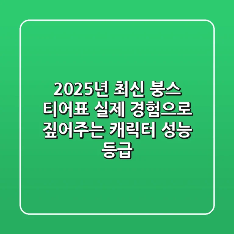 2025년 최신 붕스 티어표, 실제 경험으로 짚어주는 캐릭터 성능 등급!