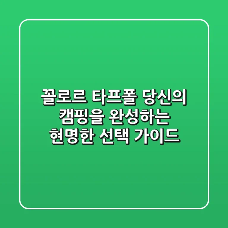 꼴로르 타프폴, 당신의 캠핑을 완성하는 현명한 선택 가이드