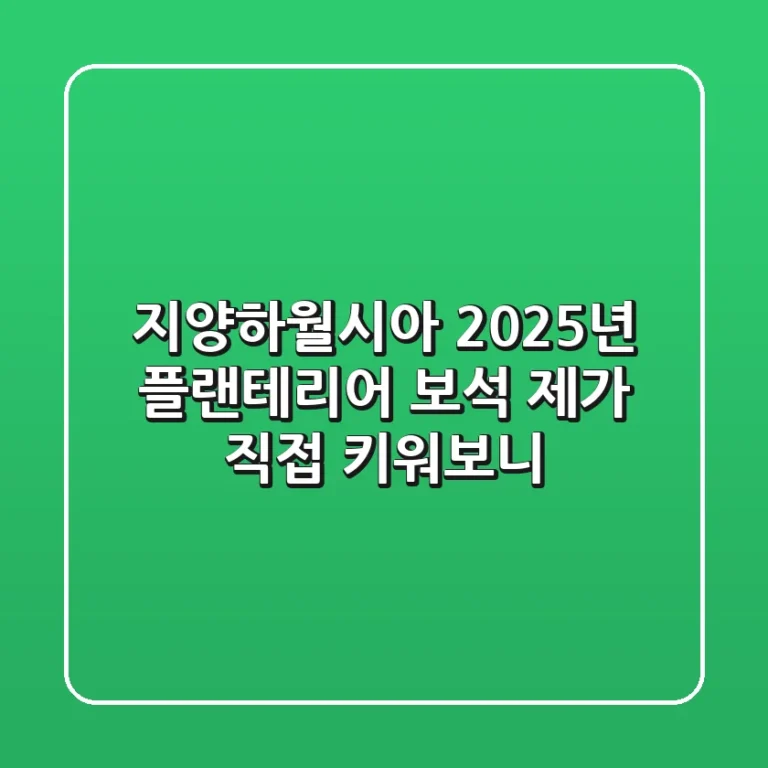 지양하월시아: 2025년 플랜테리어 보석, 제가 직접 키워보니