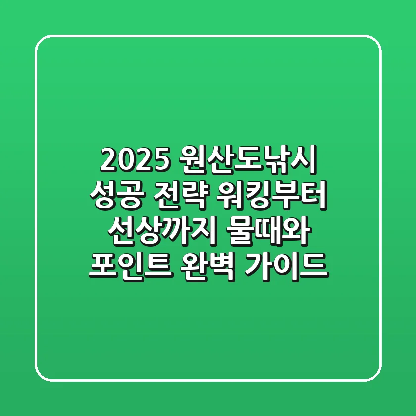 2025 원산도낚시 성공 전략: 워킹부터 선상까지, 물때와 포인트 완벽 가이드