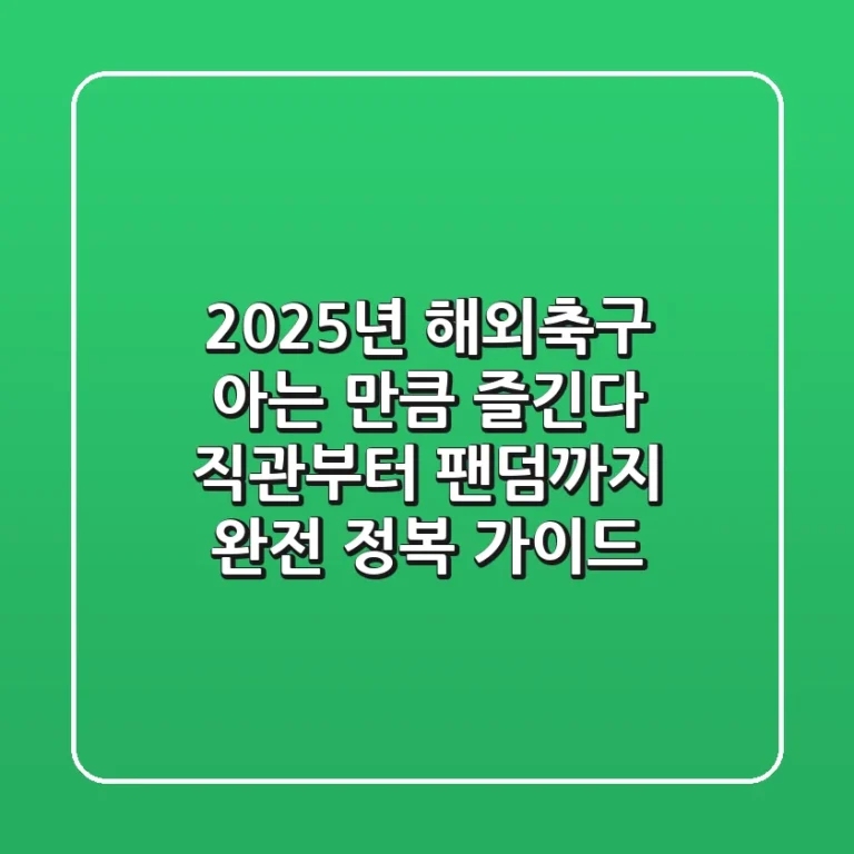 2025년 해외축구, 아는 만큼 즐긴다! 직관부터 팬덤까지 완전 정복 가이드