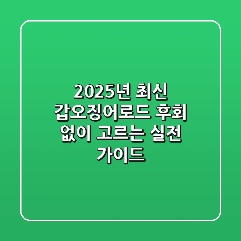 2025년 최신! 갑오징어로드, 후회 없이 고르는 실전 가이드