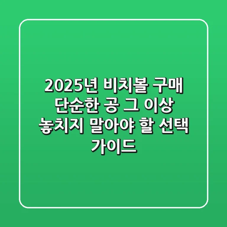 2025년 비치볼 구매? 단순한 공 그 이상, 놓치지 말아야 할 선택 가이드!