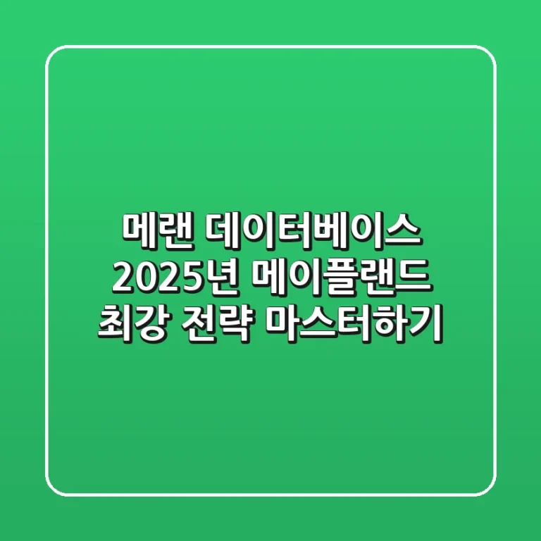 메랜 데이터베이스: 2025년 메이플랜드 최강 전략 마스터하기