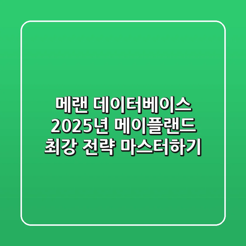 메랜 데이터베이스: 2025년 메이플랜드 최강 전략 마스터하기