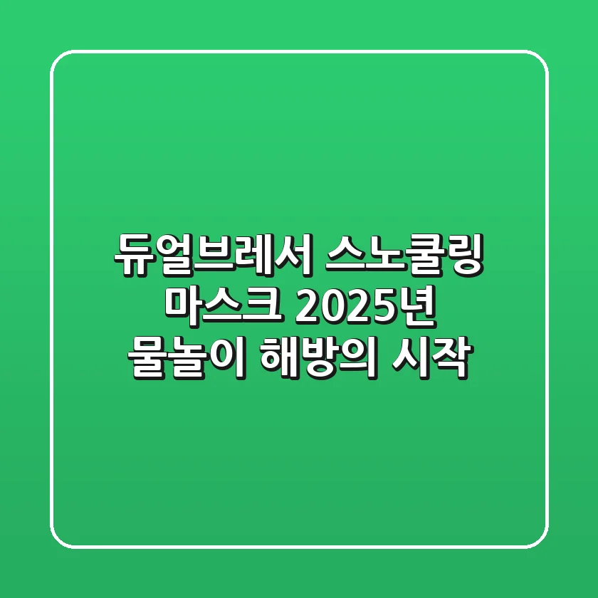 듀얼브레서 스노쿨링 마스크, 2025년 물놀이 해방의 시작