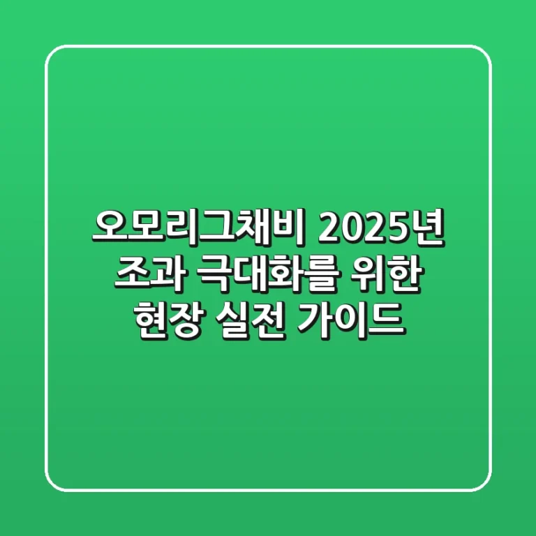 오모리그채비: 2025년 조과 극대화를 위한 현장 실전 가이드