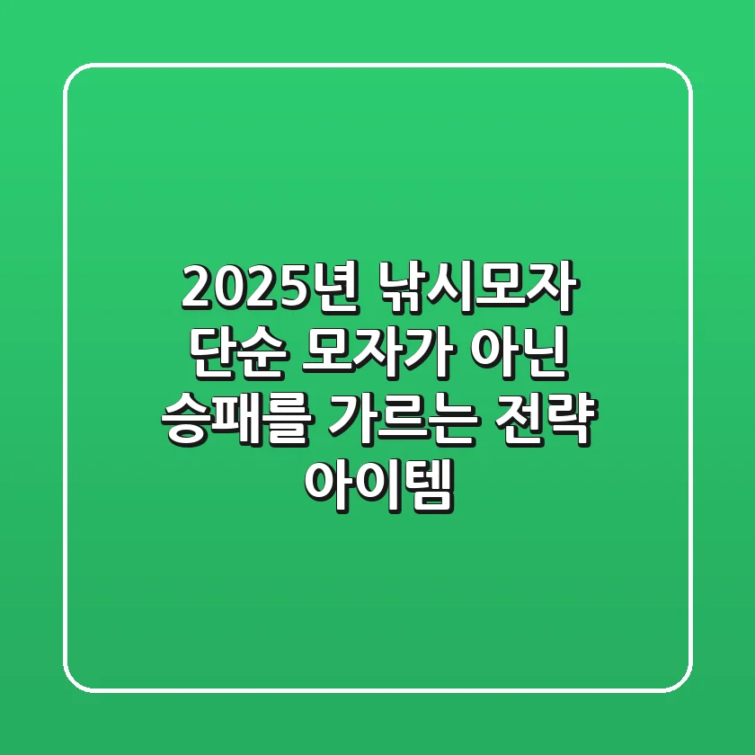 2025년 낚시모자, 단순 모자가 아닌 '승패'를 가르는 전략 아이템!
