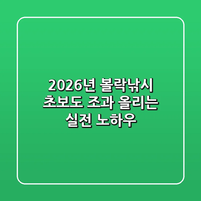 2026년 볼락낚시, 초보도 조과 올리는 실전 노하우!